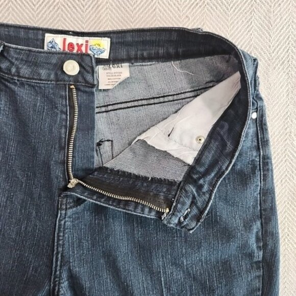 Lexi Jeans Women's Size 14 Dark Blue Boot Cut White Bling Embroidered Pocket - Picture 16 of 16